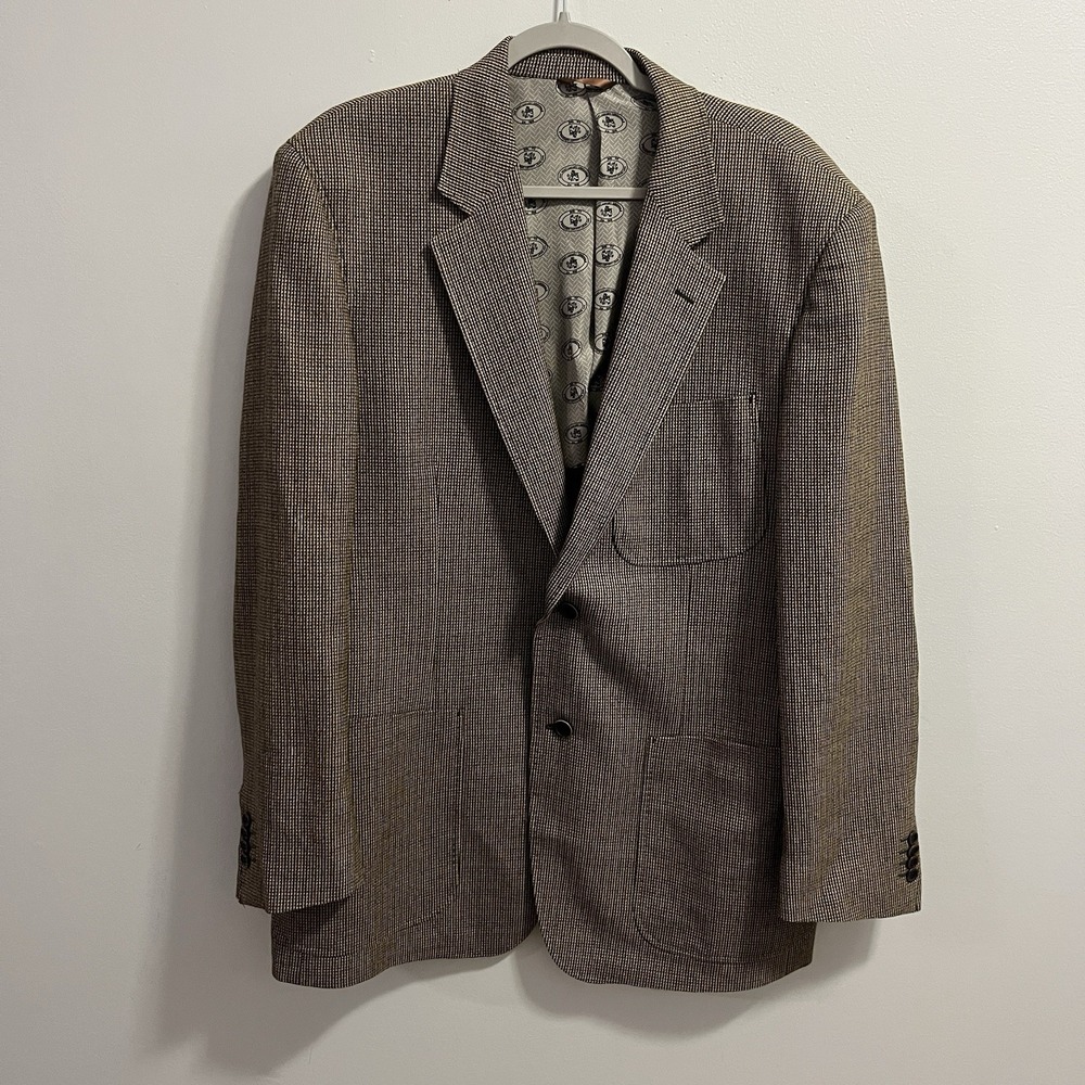 Vintage Nat Nast Large Men Vintage Twill‎ Wool Sport Coat Brown Tan